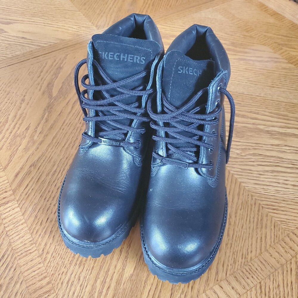 Skechers Waterproof Black Leather Work Boots - Men’s Size 10.5 | Like New